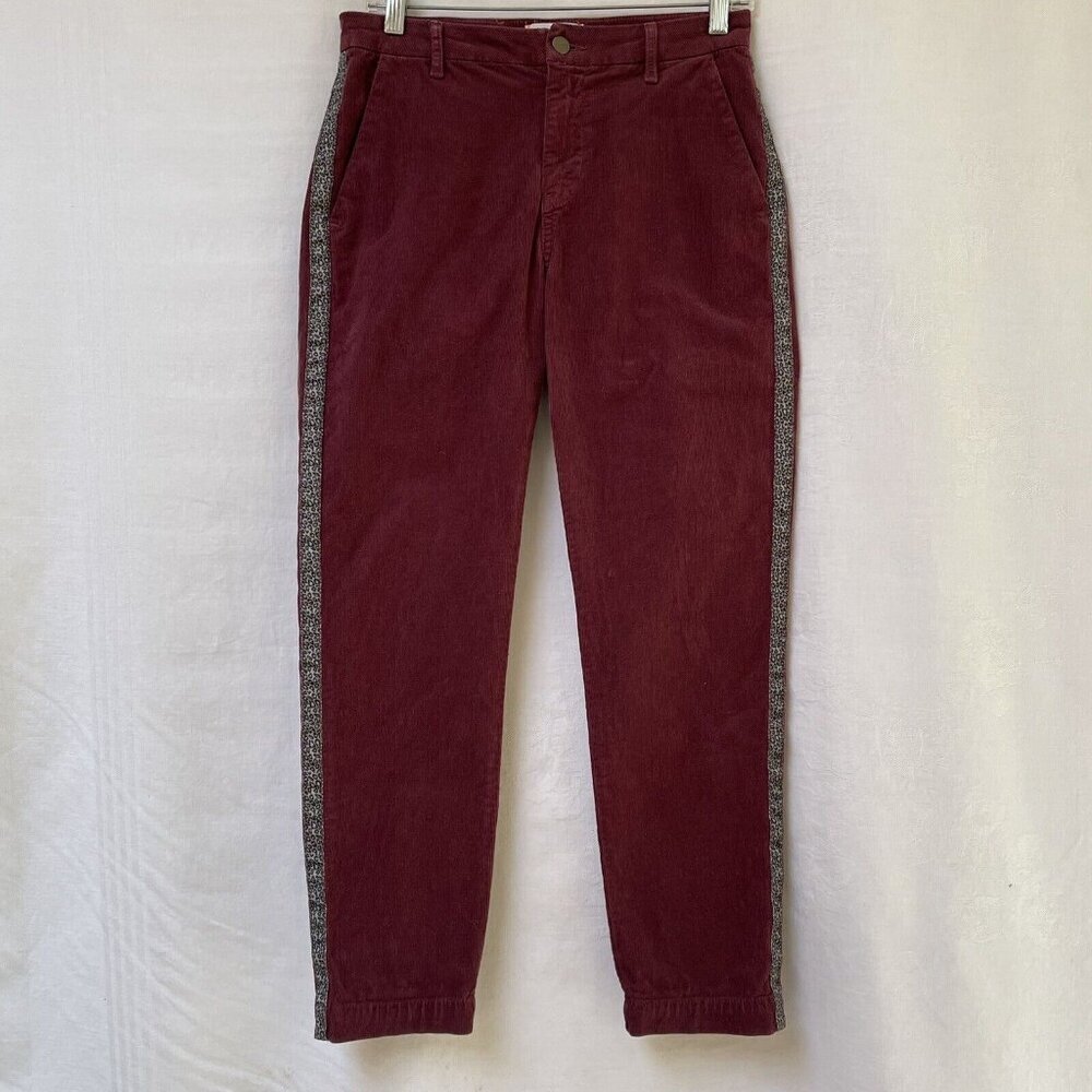 Sundry Corduroy Pants Women 26 Maroon Red Ankle Side Stripe Casual Boho Festival